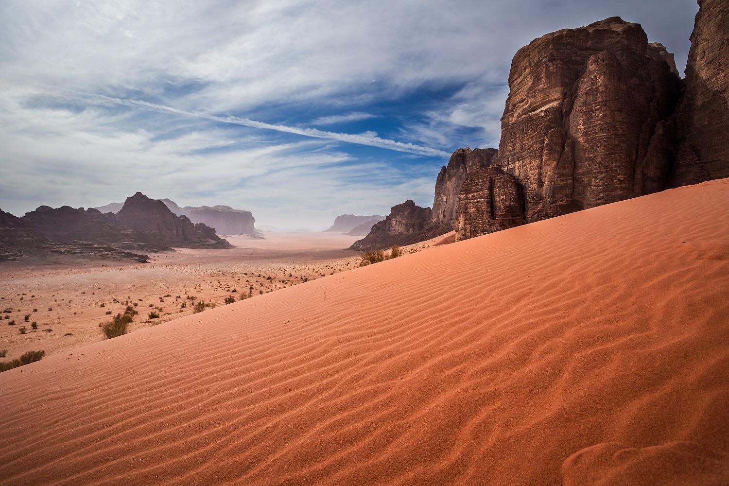 صورة عامة لوادي رم جنوبي الأردن. (shutterstock)