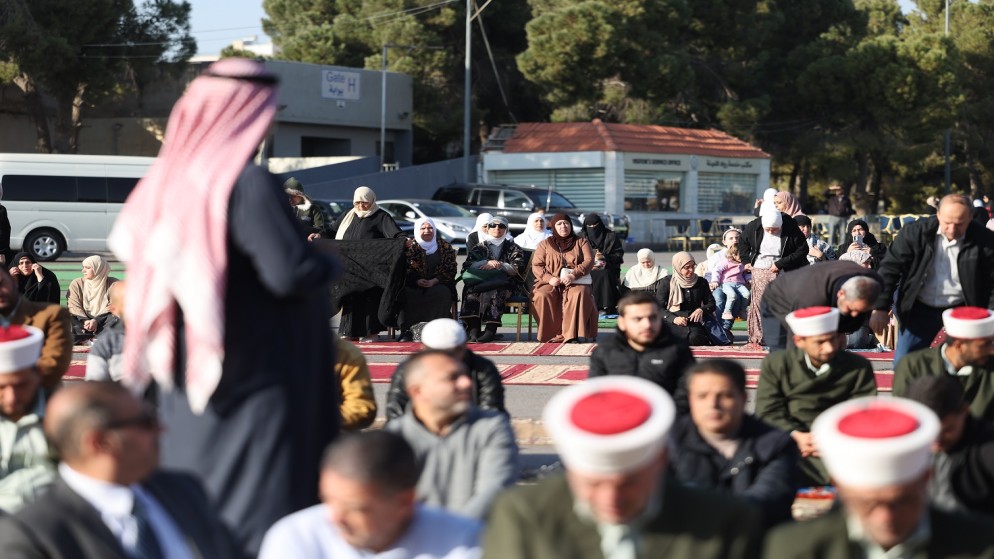 وزير الأوقاف والشؤون والمقدسات الإسلامية محمد الخلايلة يقيم صلاة الاستسقاء. (صلاح ملكاوي / المملكة)