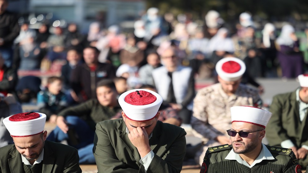 وزير الأوقاف والشؤون والمقدسات الإسلامية محمد الخلايلة يقيم صلاة الاستسقاء. (صلاح ملكاوي / المملكة)