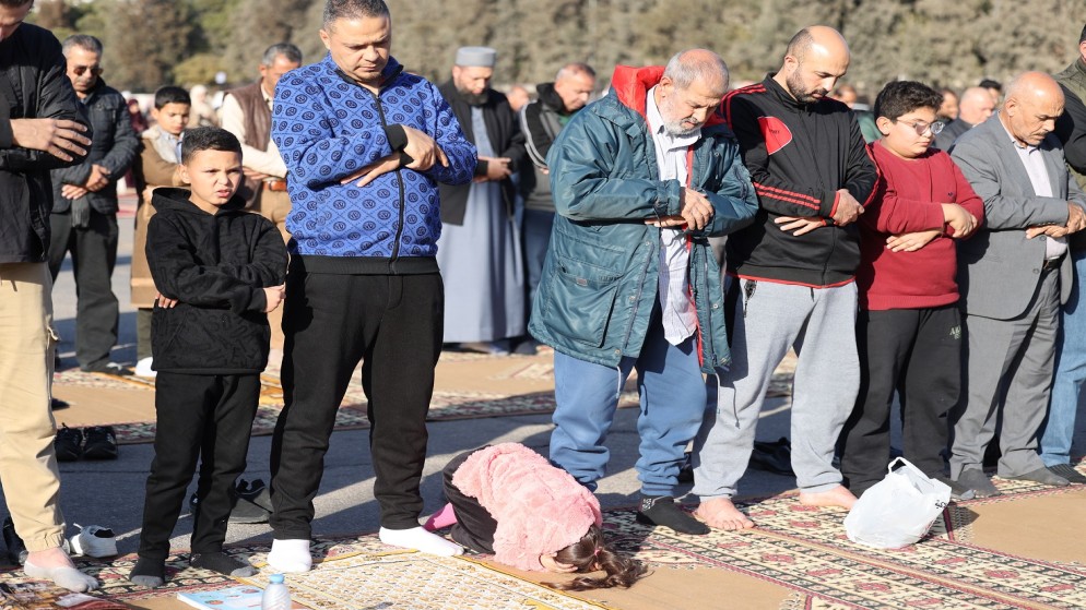 وزير الأوقاف والشؤون والمقدسات الإسلامية محمد الخلايلة يقيم صلاة الاستسقاء. (صلاح ملكاوي / المملكة)