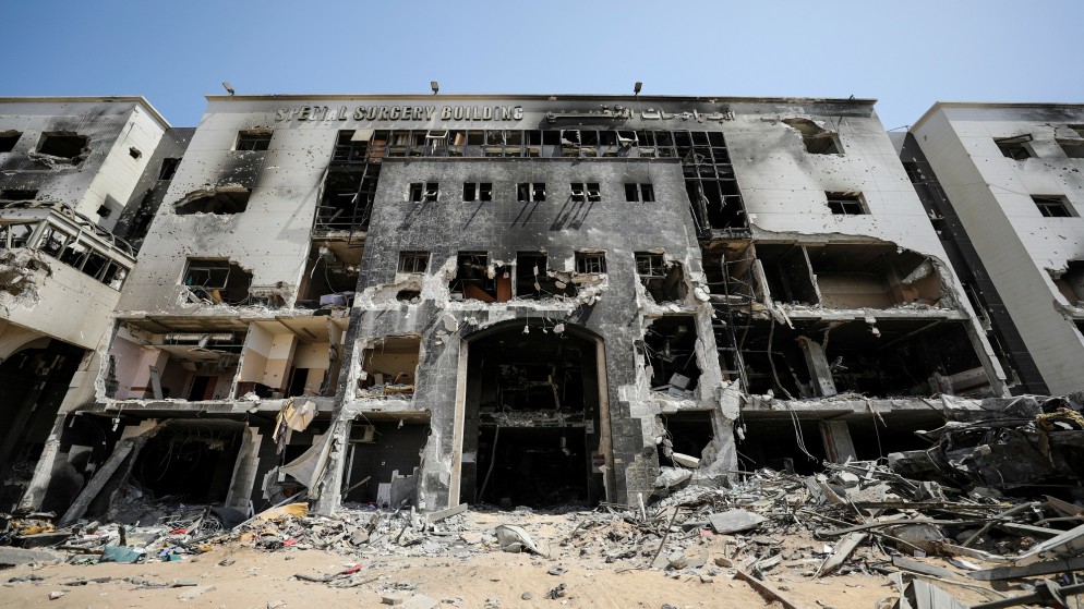 مستشفى الشفاء بعد انسحاب القوات الإسرائيلية، في مدينة غزة، 2 نيسان 2024. (رويترز)
