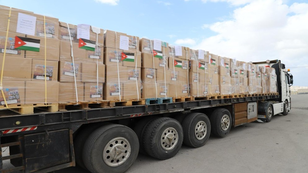 الأردن يسير قافلة مساعدات برية إلى قطاع غزة. (الهيئة الخيرية الهاشمية)
