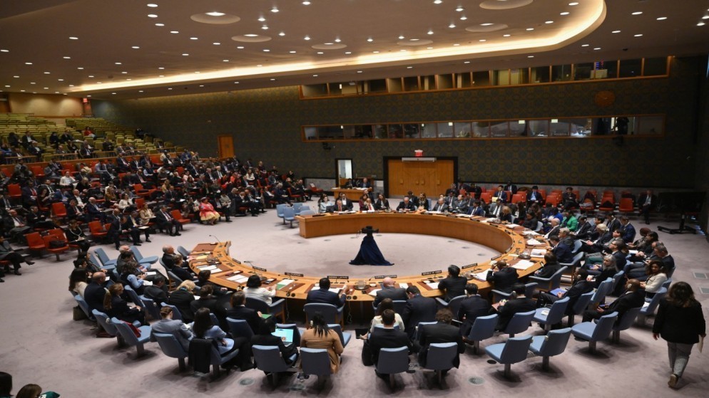 اجتماع لمجلس الأمن الدولي في مقر الأمم المتحدة. نيويورك. 18 نيسان 2024. (أ ف ب)
