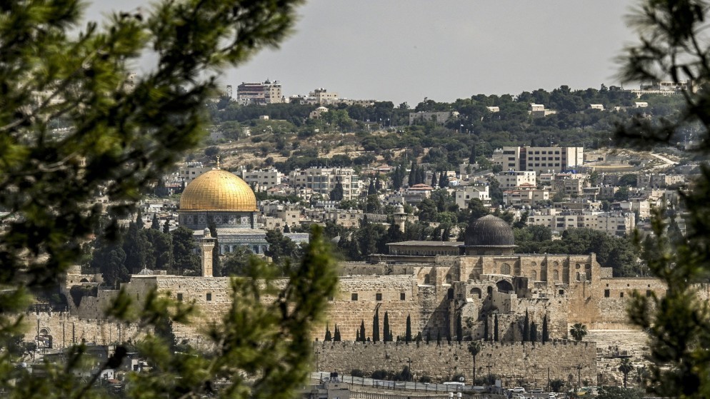 منظر عام لقبة الصخرة في المسجد الأقصى في مدينة القدس المحتلة. (أ ف ب)