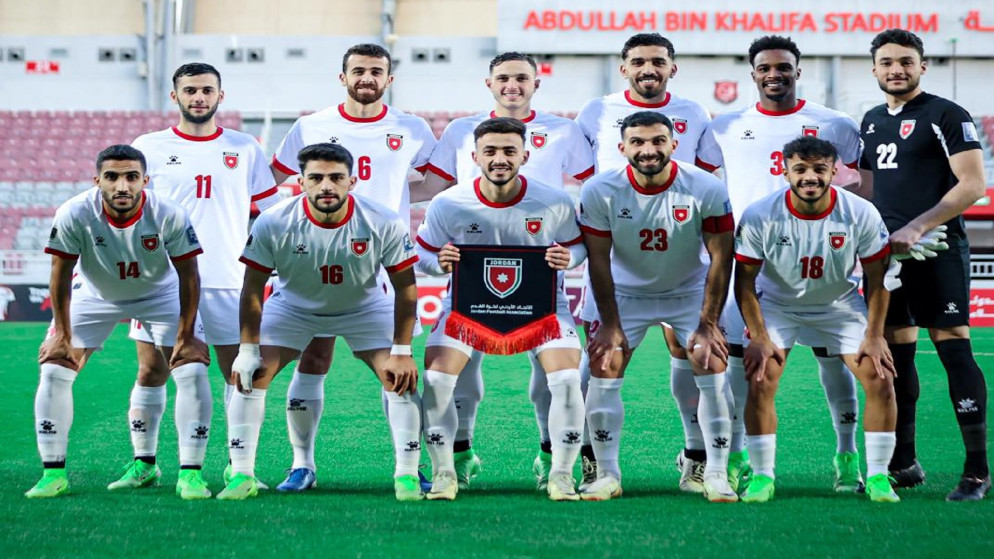 لاعبو المنتخب الوطني لكرة القدم. (الاتحاد الأردني لكرة القدم)