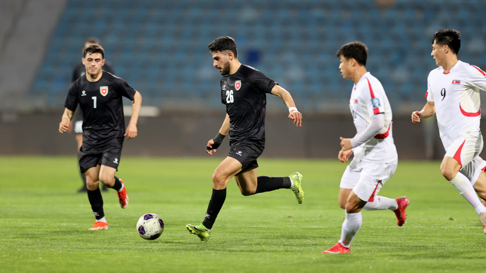 جانب من مباراة المنتخب الوطني مع نظيره الكوري الشمالي. (الاتحاد الأردني لكرة القدم)