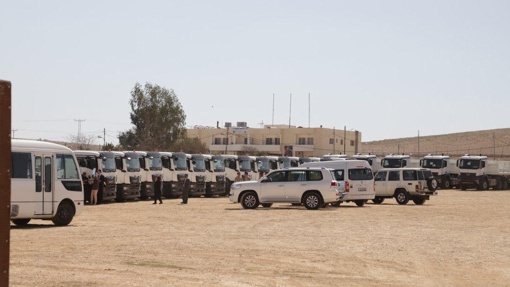 شاحنات مقدمة من ألمانيا لتعزيز قدرة الممر الإنساني الأردني إلى غزة. (الهيئة الخيرية الأردنية الهاشمية)