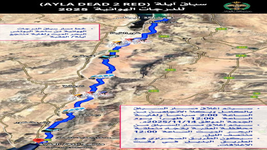  الأمن العام يعلن إغلاق مسار سباق آيلة للدراجات الهوائية الجمعة المقبلة 